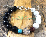 Obsidian - Adjustable diffuser bracelet with assorted gemstones
