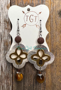 Two-Toned Silver and Brass Diffuser Earrings