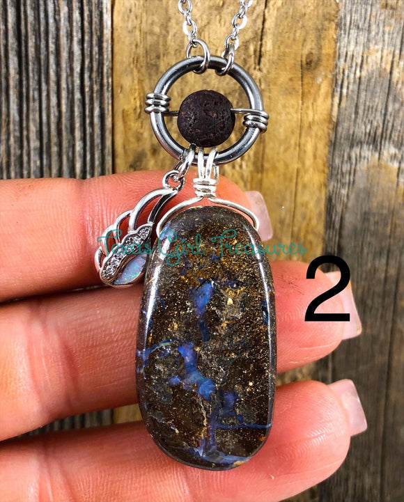 Boulder Opal Diffuser Necklaces