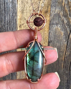 Labradorite Oval Diffuser Necklace - 1.5” & under