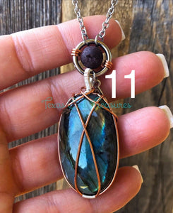 Labradorite Oval Diffuser Necklaces - 1.5” and larger