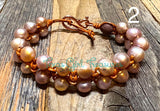 Lavender Freshwater pearl and leather bracelets