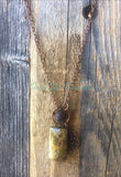 Jasper diffuser necklaces, top hung - Ocean, copper.