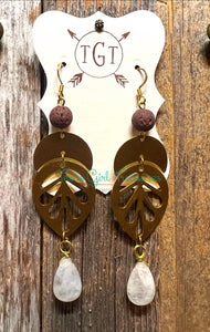Raw Brass Diffuser Earrings - Leaf