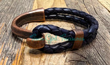 Leather Cuff bracelets - Navy Blue Leather