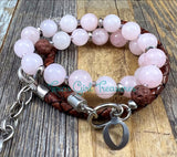 Rose quartz leather wrap diffuser bracelet