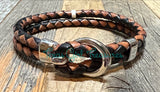 Oval hook clasp leather bracelet - Pick your leather