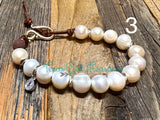 Freshwater pearl and leather bracelet