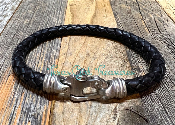 Marine clasp leather bracelet - Pick your Leather
