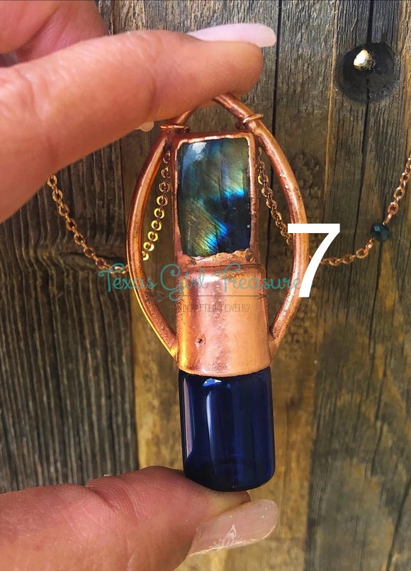 Labradorite roller bottle necklaces