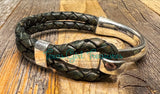 Leather Cuff bracelets - Dark Green Leather