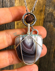 Botswana Agate diffuser necklaces
