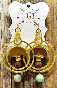 Raw Brass Diffuser Earrings - Open Circle